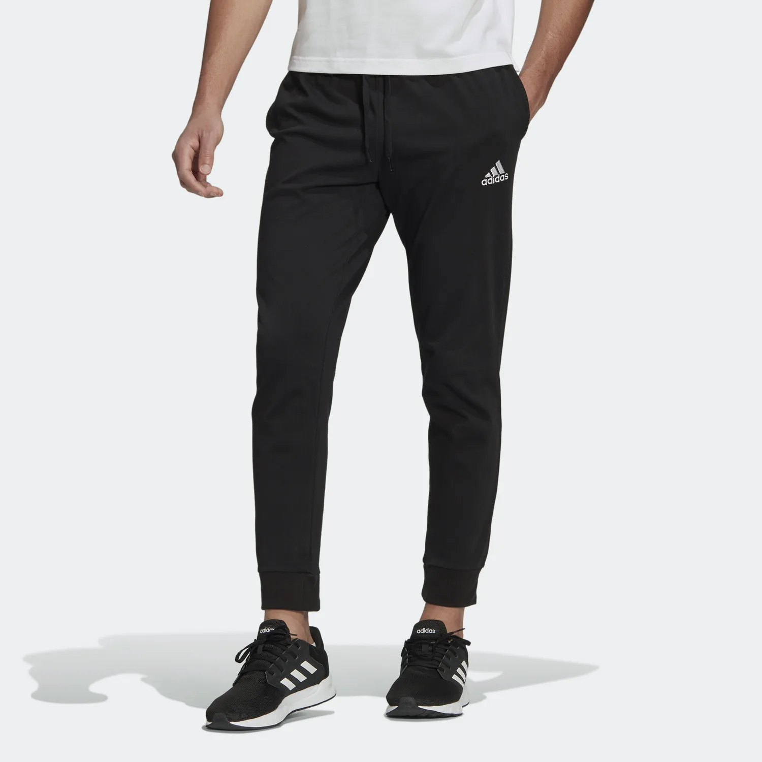 Брюки с зауженными манжетами из джерси Adidas, черный — фото 4