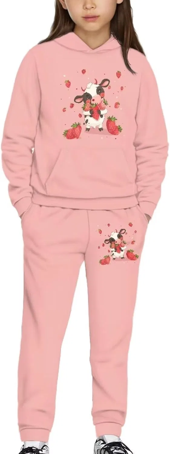 Детский спортивный костюм с капюшоном Uppodwarkid, 2 предмета, Cow Strawberry