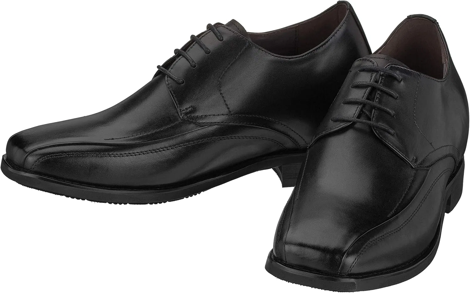 Мужские туфли-оксфорды Calden Invisible Height Climber Shoes - черные кожаные, на шнуровке, легкие, на 7,5 см выше - K333021 — фото 4