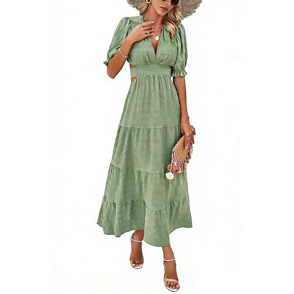 

Женское платье с коротким рукавом и v-образным вырезом Xuba, Fruit Green