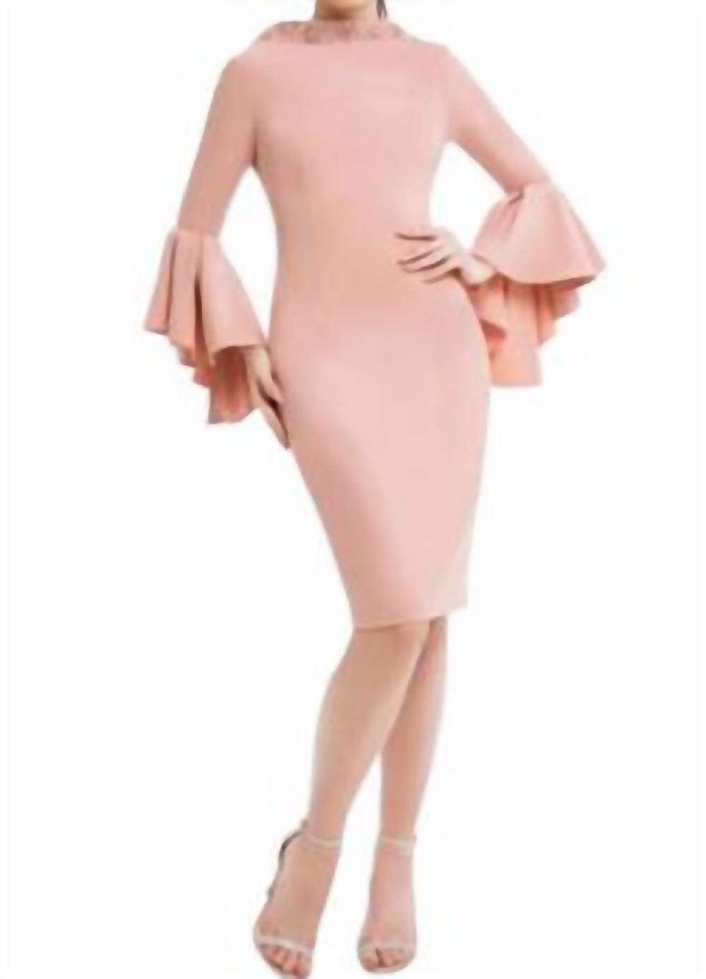 

Коктейльное платье с воротником из бисера в цвете Blush Terani Couture, красный