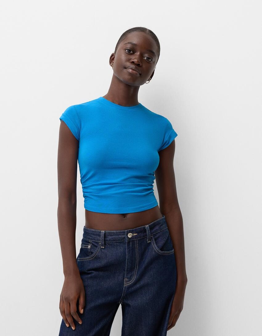 

Футболка с коротким рукавом Bershka, синий