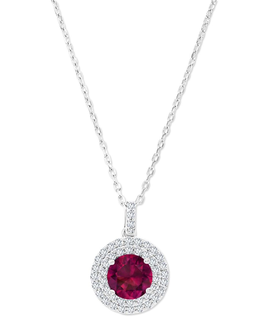 

Подвеска-колье с аметистом (1,5 карата) и выращенным в лаборатории белым сапфиром (3/8 карата) в оправе из стерлингового серебра, длина 40 см + удлинитель 5 см Macy's, Ruby