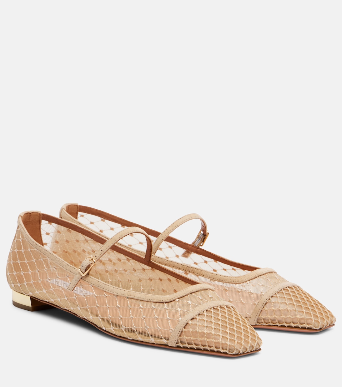 Туфли Mary Jane с отделкой из замши Juliette Aquazzura, Nude