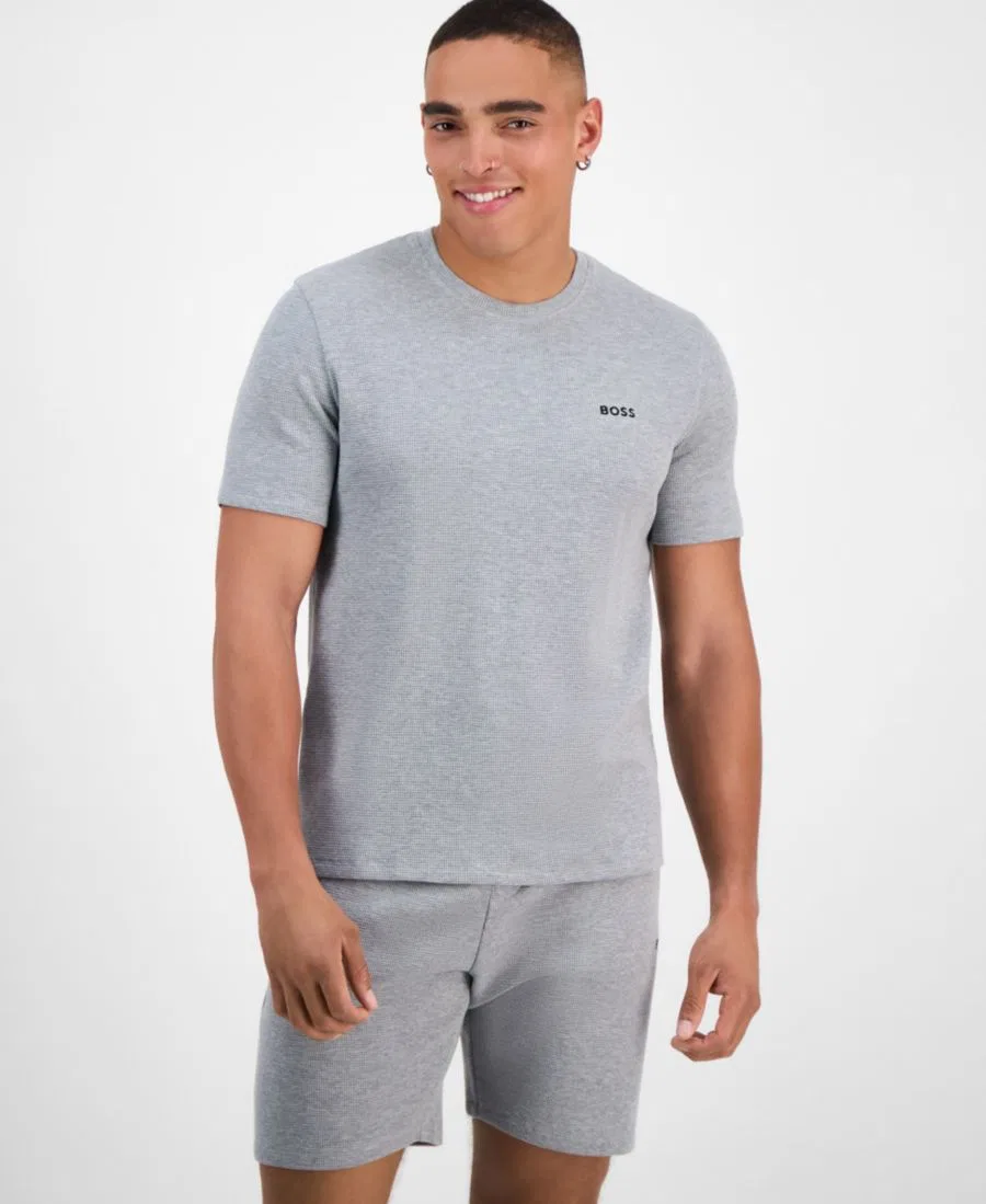 Мужская ночная футболка из вафельной вязки от Hugo Boss BOSS, Medium Grey