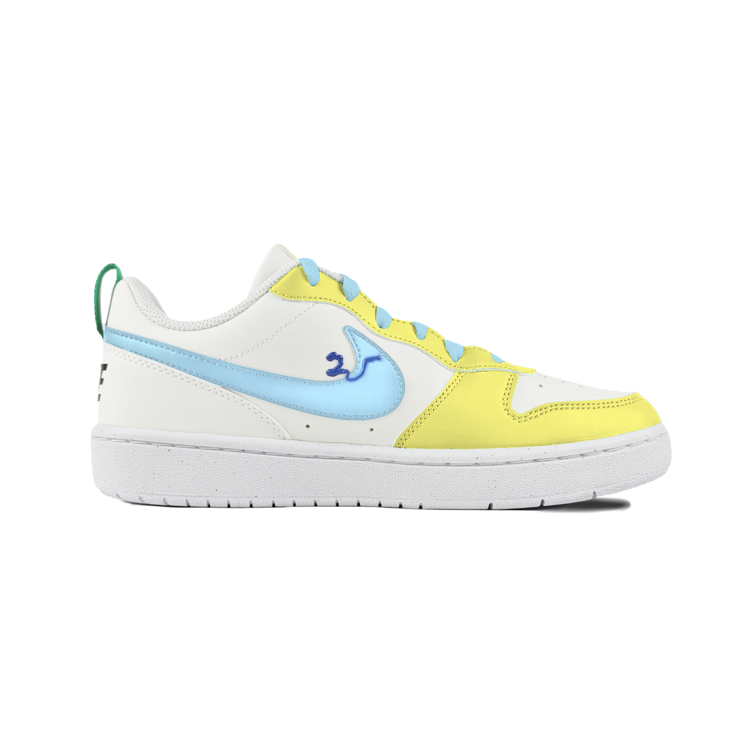 Кроссовки для скейтбординга Court Borough Yellow Blue Seaweed Anti Slip Wear Resistant низкие детские для подростков Nike, белый — фото 3