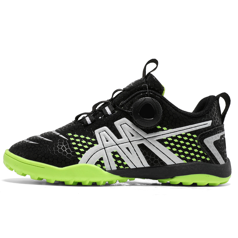 

Низкие футбольные бутсы для детей с амортизацией, износостойкостью, противоскользящими и защитными свойствами от ударов Peter pan, черный/зеленый