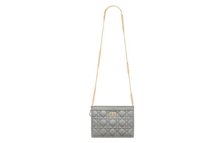 DIOR Клатч из мягкой телячьей кожи, женская сумка через плечо, кросс-боди серого цвета — фото 3