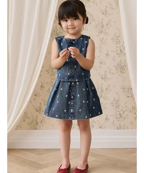 Юбка джинсовая Josie Floral Denim с вышивкой, синяя