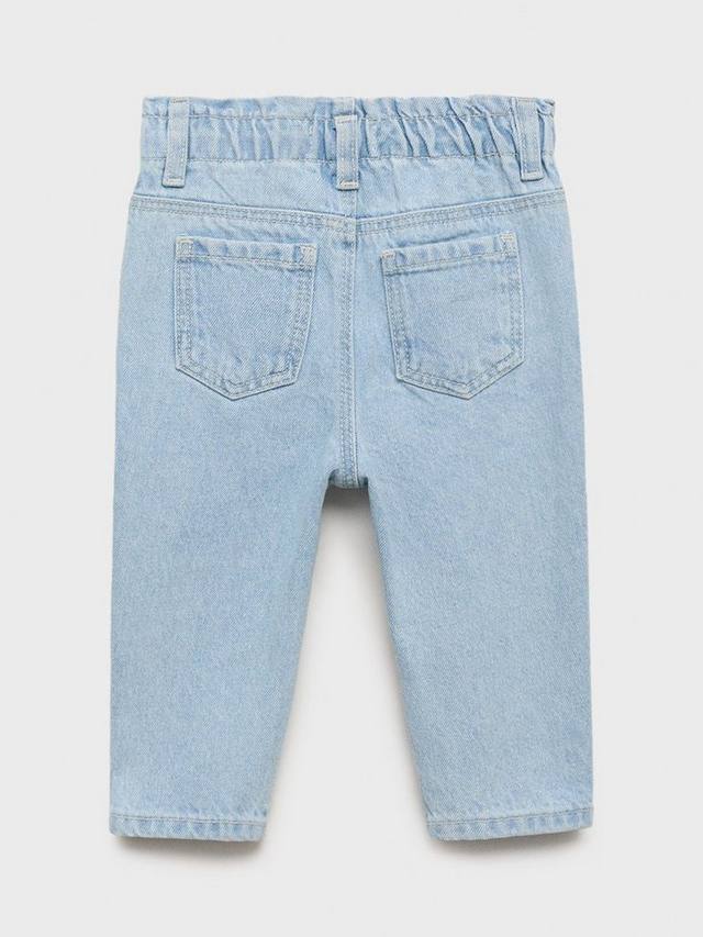Детские джинсы из хлопка с резинкой и поясом бумажный пакет Mango, Light Blue — фото 2