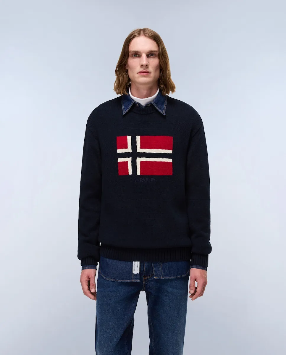 

Мужской джемпер темно-синего цвета с круглым вырезом Napapijri