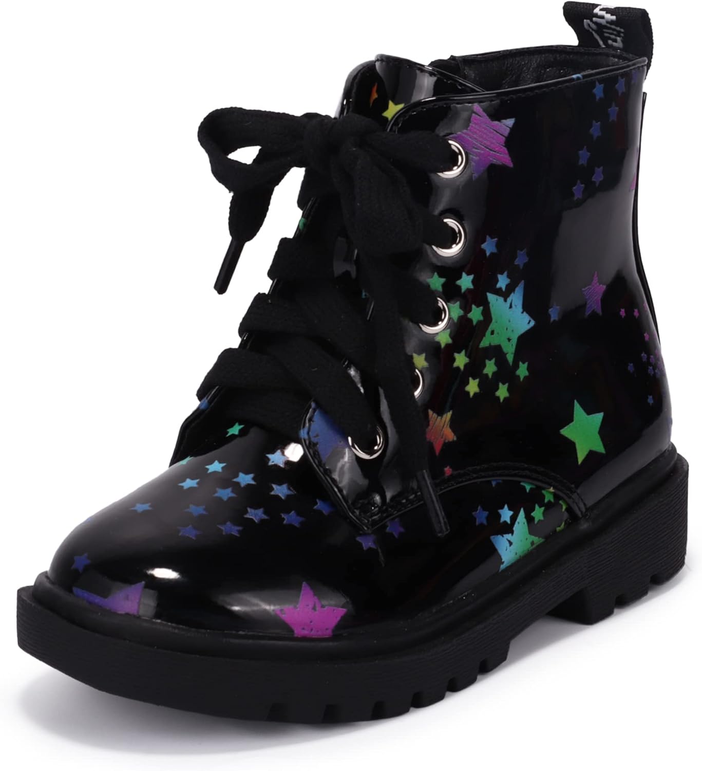 

PANDANINJIA Кристина Детские короткие ботильоны для мальчиков и девочек, модные сапожки, водонепроницаемые боевые ботинки с молнией для малышей и маленьких детей, черный