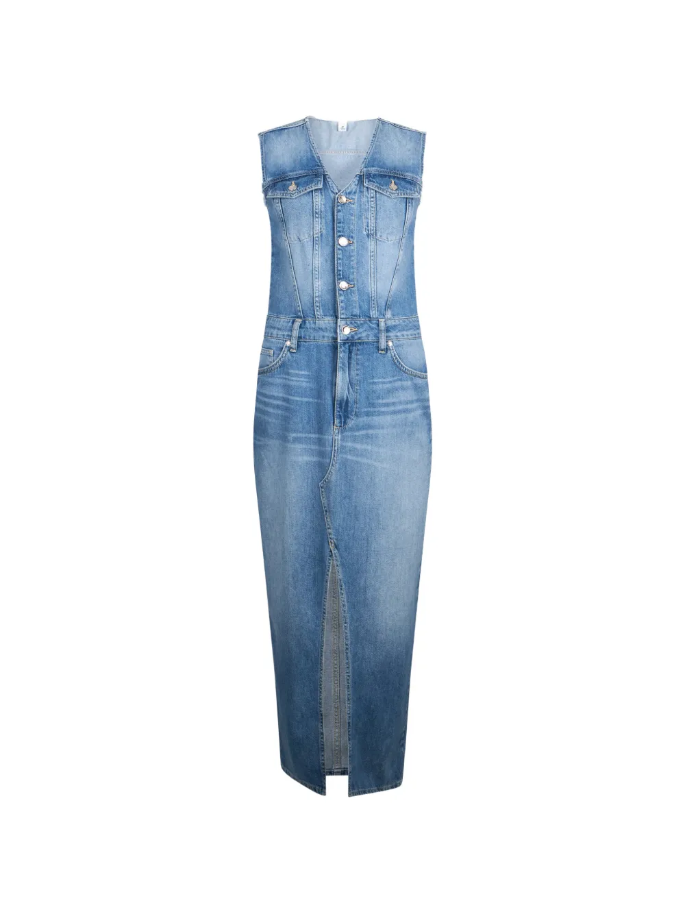 

Платье миди с V-образным вырезом и разрезом спереди Liu Jo, синий