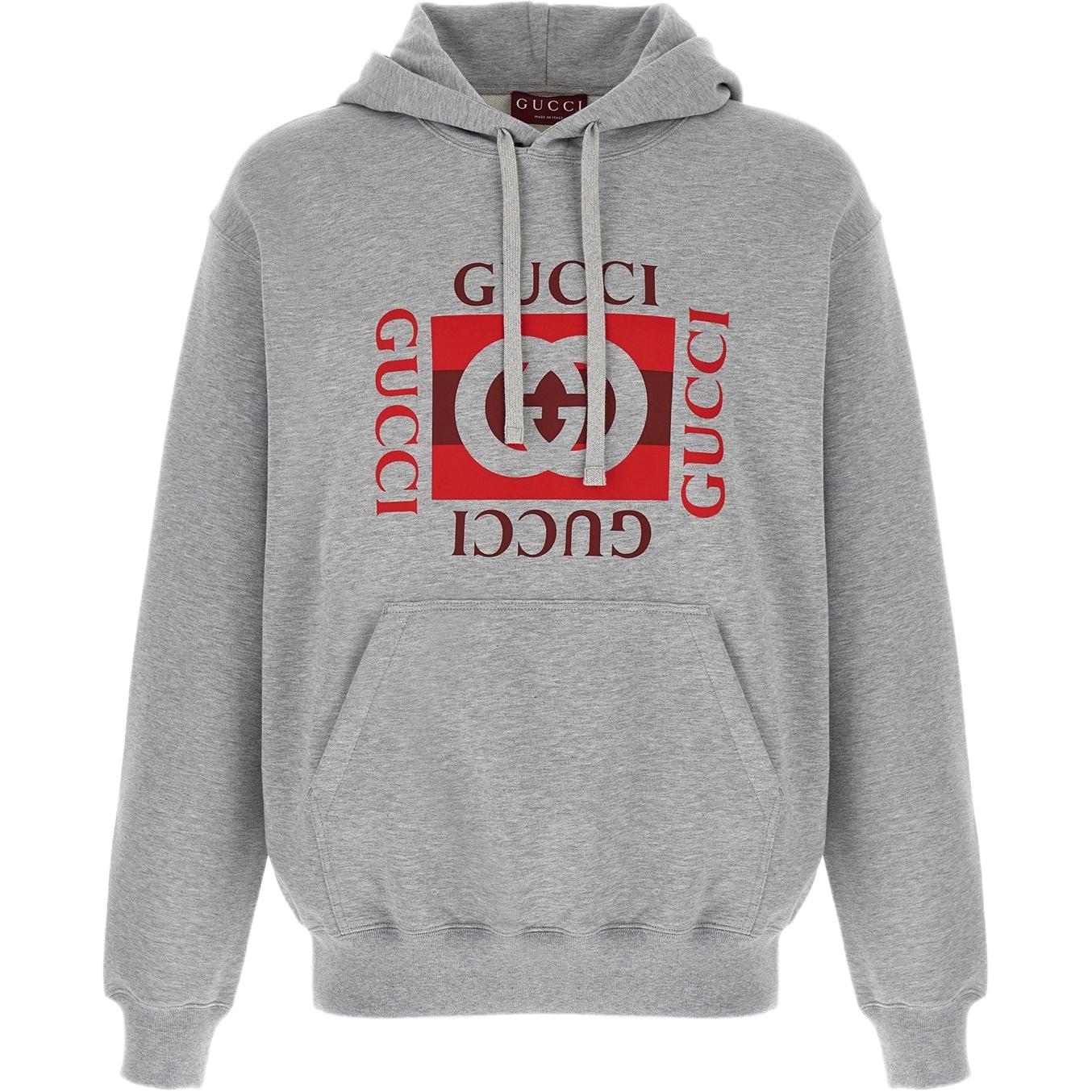 

Худи с логотипом на шнурке GUCCI, серый