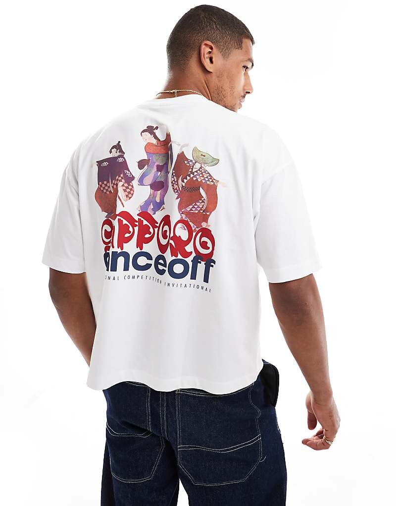 

Белая свободная футболка свободного кроя с короткими рукавами и графическим принтом ASOS DESIGN