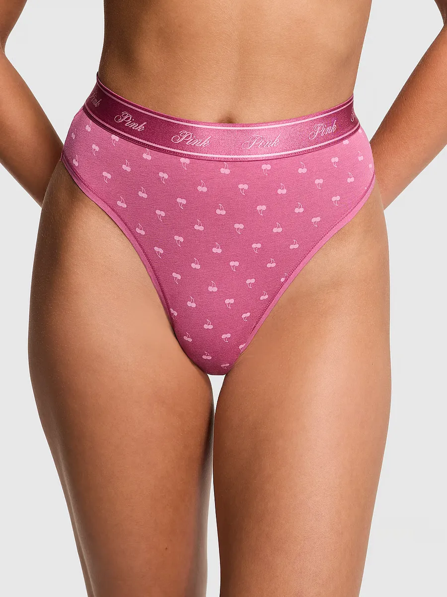 

Хлопковые бразильские трусики с логотипом Pink, цвет Midnight Mauve Cherry Print