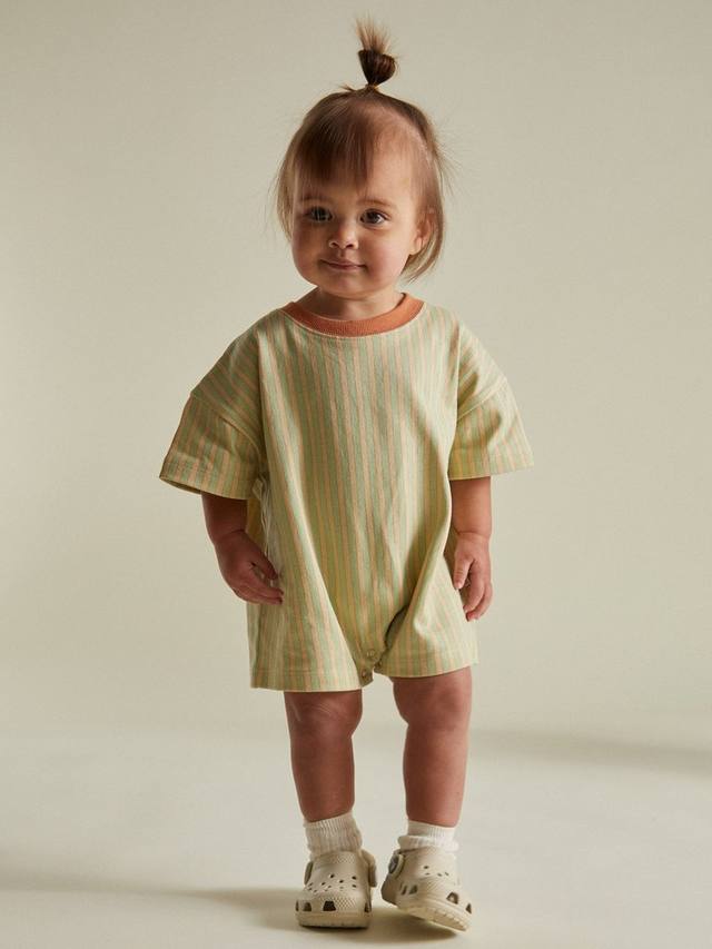 

Детский ромпер из хлопка в полоску цвета opal Claude & Co, Sage