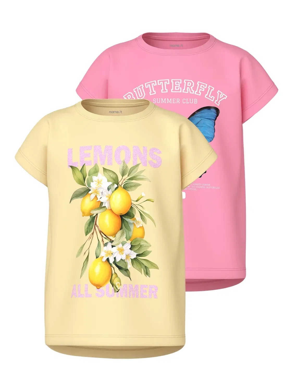 Футболка, 2 шт, хлопок, Name it, pink drink