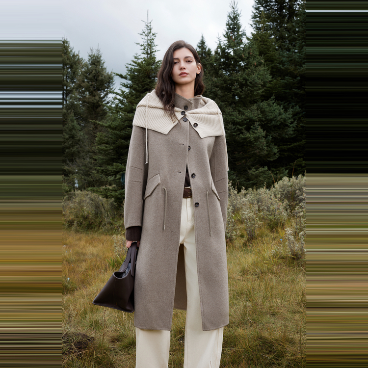 

ELLE Пальто женское Oat с отложным воротником, умеренно прямое