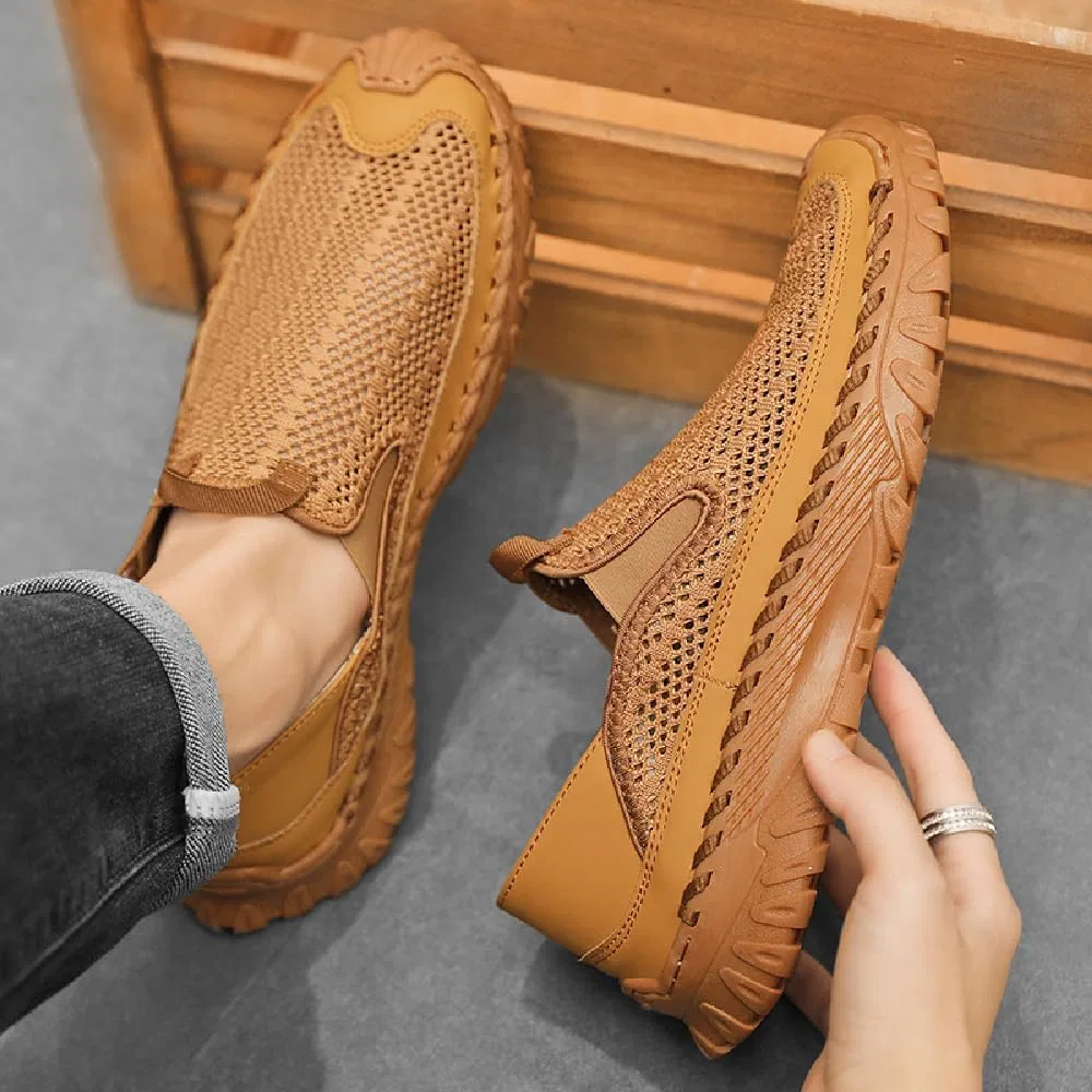 Мужские лоферы сетчатые Asifn Mesh Loafers, желтые — фото 2