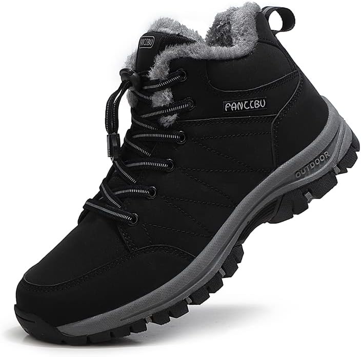 

Мужские зимние ботинки ZHNSHM, повседневные, легкие, водонепроницаемые снежные ботинки с меховой подкладкой, противоскользящие, для треккинга, походов и активного отдыха, черный