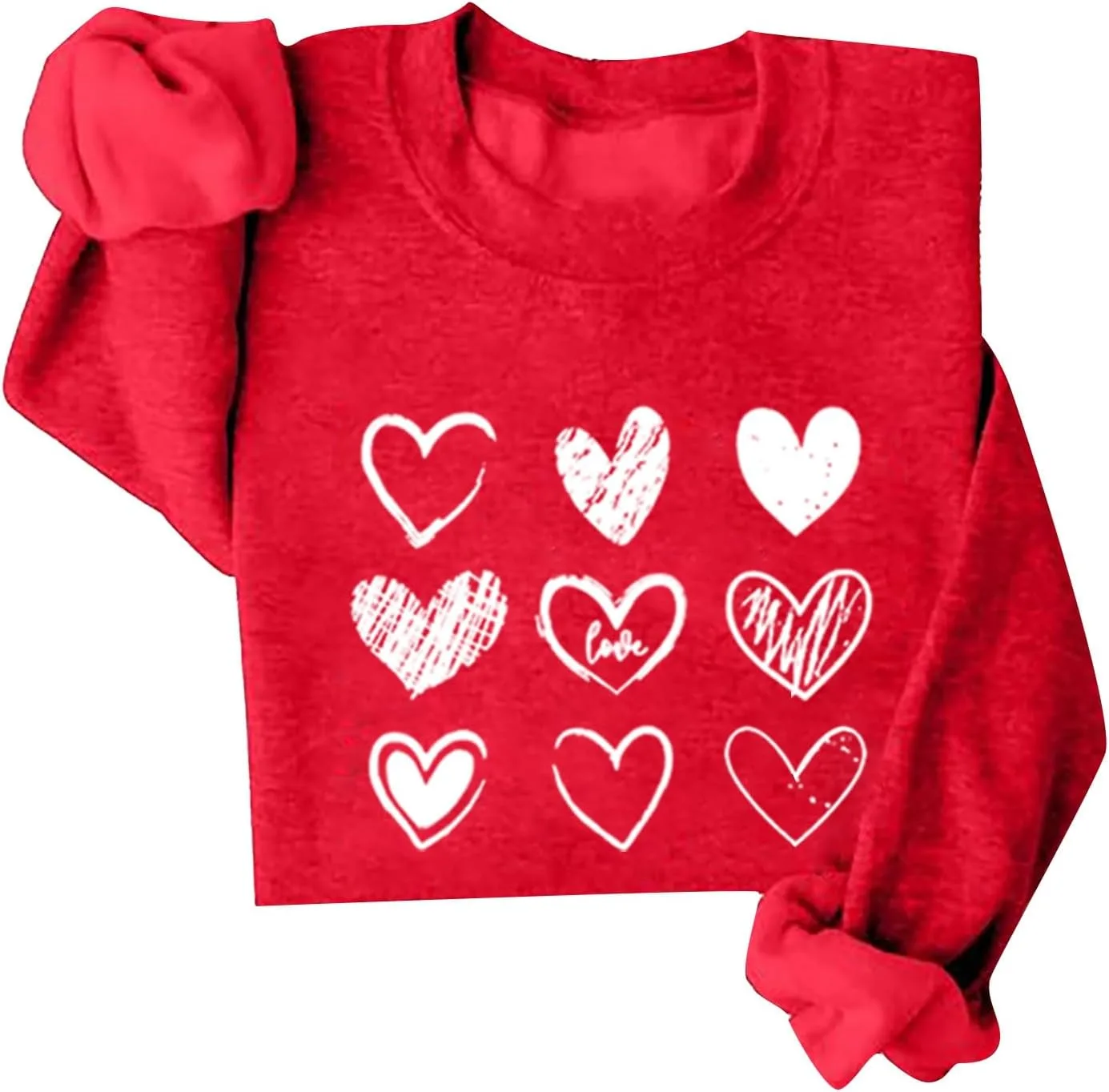 

Женский свитшот на День святого Валентина с длинным рукавом и принтом в виде сердца hmbudp