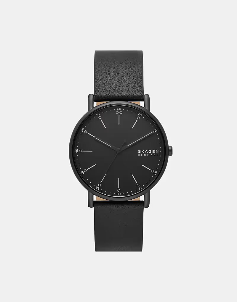 

Мужские фирменные часы Skagen с тремя стрелками, из черной нержавеющей стали — ЧЕРНЫЕ