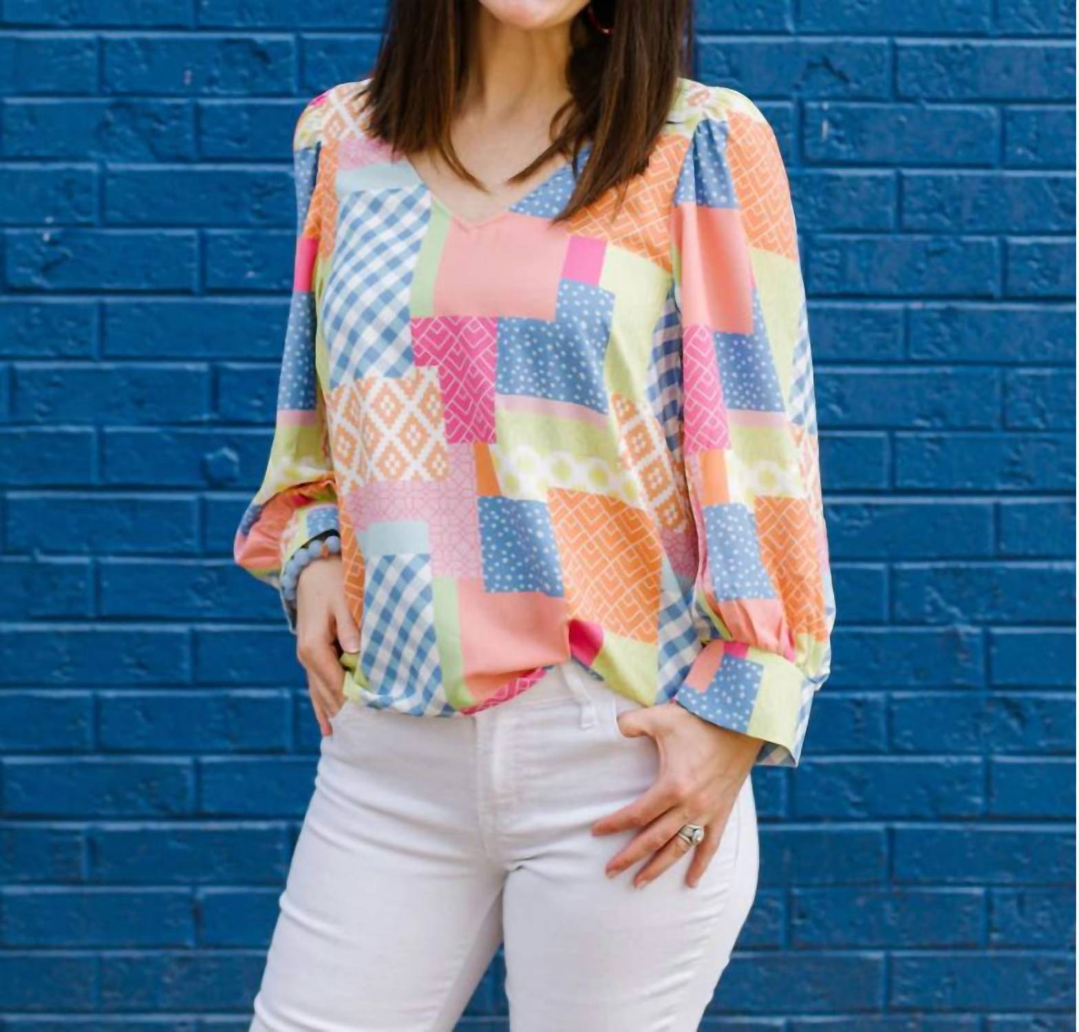 

Топ Aspen в цвете Patchwork Coral MICHELLE MCDOWELL