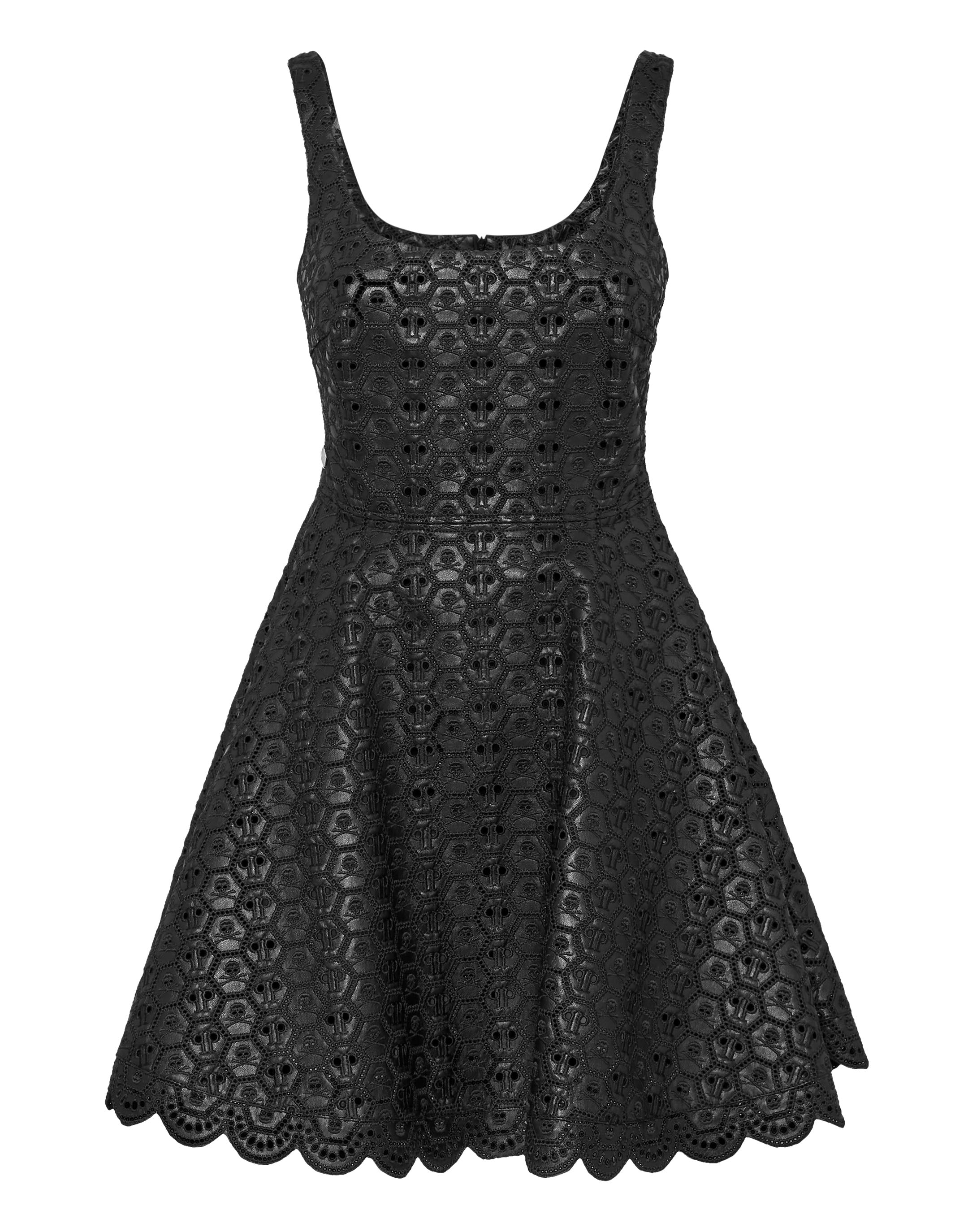 

ПЛАТЬЕ ИЗ КОЖИ TEXAS SAN GALLO PHILIPP PLEIN, черный