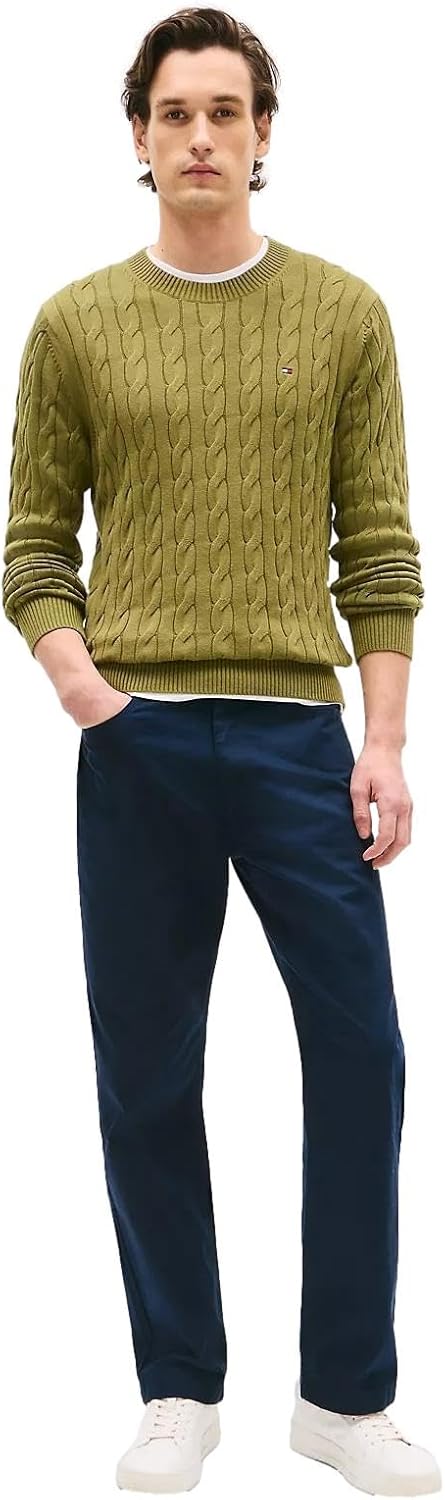 

Коллекция мужских культовых свитеров Tommy Hilfiger Cable Knit 2024 года, Uniform Olive