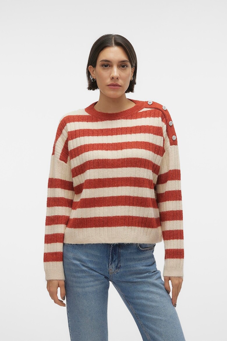 

Полосатый пуловер с заниженными рукавами Vero Moda, белый