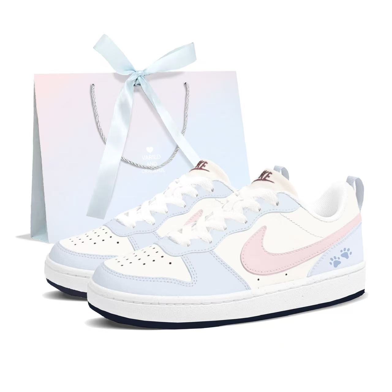 

Кроссовки для скейтбординга Court Borough Sea Salt Cat Paw устойчивые к истиранию противоскользящие низкие для подростков Nike, синий/розовый