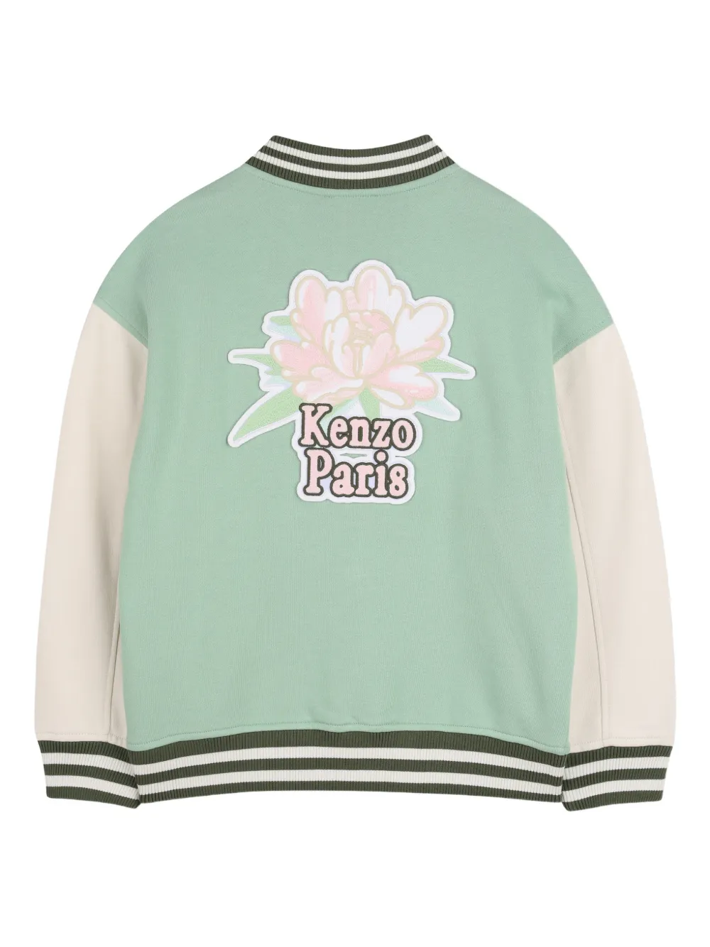 Бомбер с нашивками и полосками Kenzo Kids, зеленый — фото 2