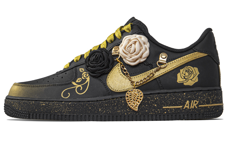 

Nike Air Force 1 Low Антискользящие Износостойкие Низкие Кроссовки для Скейтбординга Мужские Черные Золотые