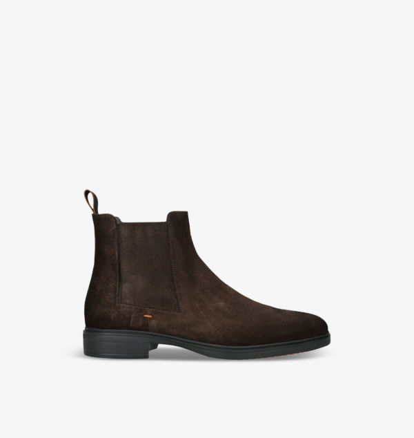 

Легкие замшевые ботинки челси на плоской подошве Santoni, коричневый