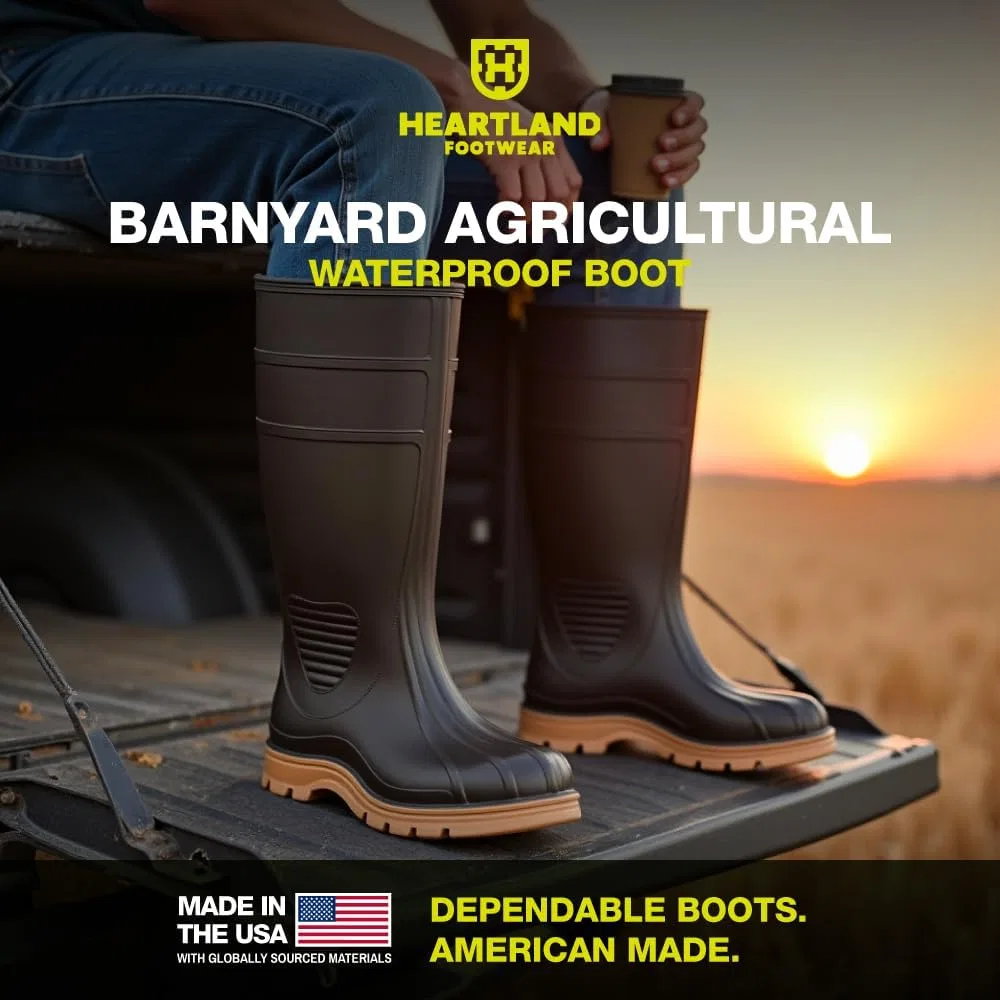Рабочие водонепроницаемые сельскохозяйственные ботинки Heartland Barnyard 15 дюймов для мужчин и женщин - легкие ботинки из ПВХ с удобной стелькой и самоочищающейся подошвой Heartland Footwear, Brown — фото 2