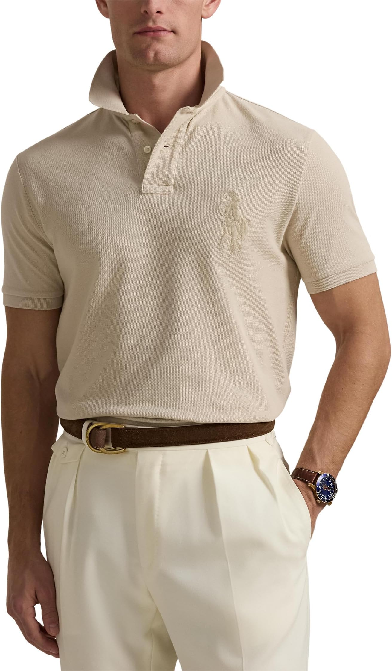 

Футболка Polo Ralph Lauren Custom Slim Fit Big Pony Mesh Polo Shirt, цвет Stoneware Grey