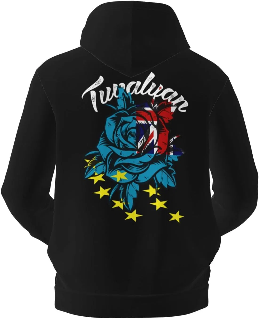 Винтажная худи с капюшоном и карманом Tuvaluan Flag Generic, черный — фото 3