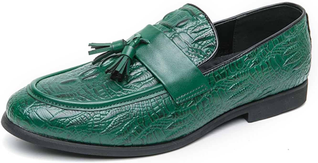 

Мужские лоферы с тиснением под крокодила и кисточками, классический стиль «пенни» для формальной и повседневной носки- легко стильные и вечные Aokisx, зеленый