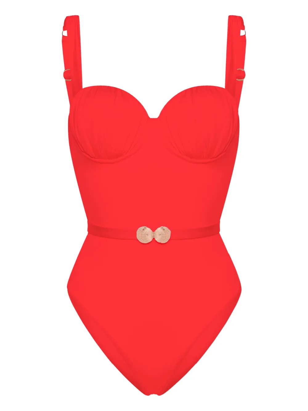 

Купальник-балконет со сборками и поясом Noire Swimwear, красный
