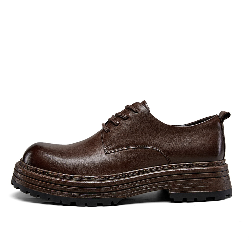 

YEARCON Повседневные кожаные туфли мужские низкие коричневые, цвет Brown