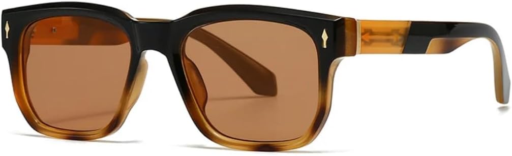 

Двухцветные солнцезащитные очки для женщин и мужчин, роскошные, в стиле ретро, ​​с заклепками, градиентной подсветкой, защита от УФ-излучения UV400 TVTBBVV, Black Amber Tea