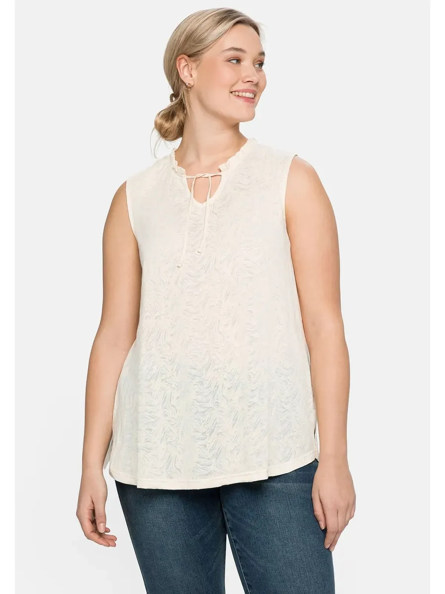 

Майка Sheego "Большие размеры" с рисунком выгорания животных, силуэт А-силуэта, цвет Natur