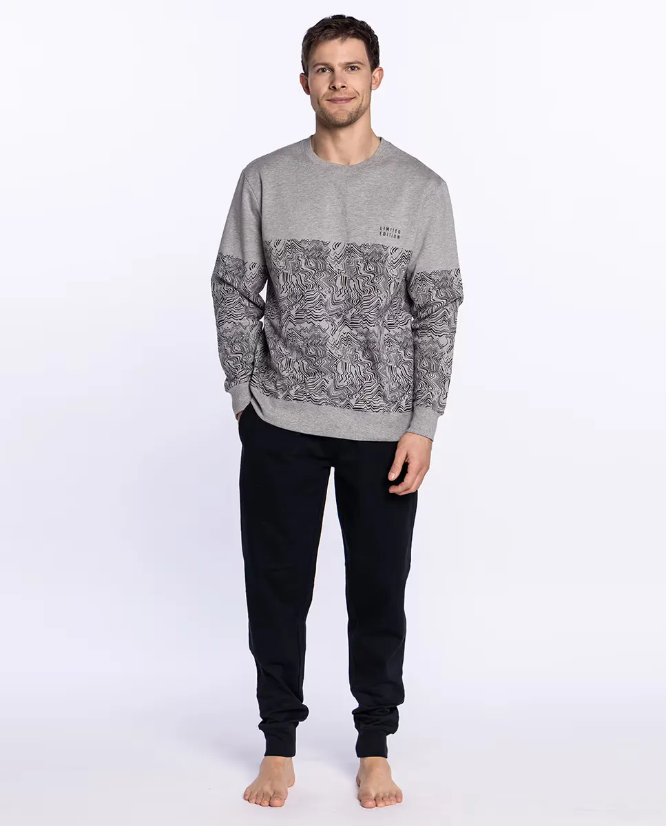 

Длинная серая трикотажная мужская пижама Punto Blanco