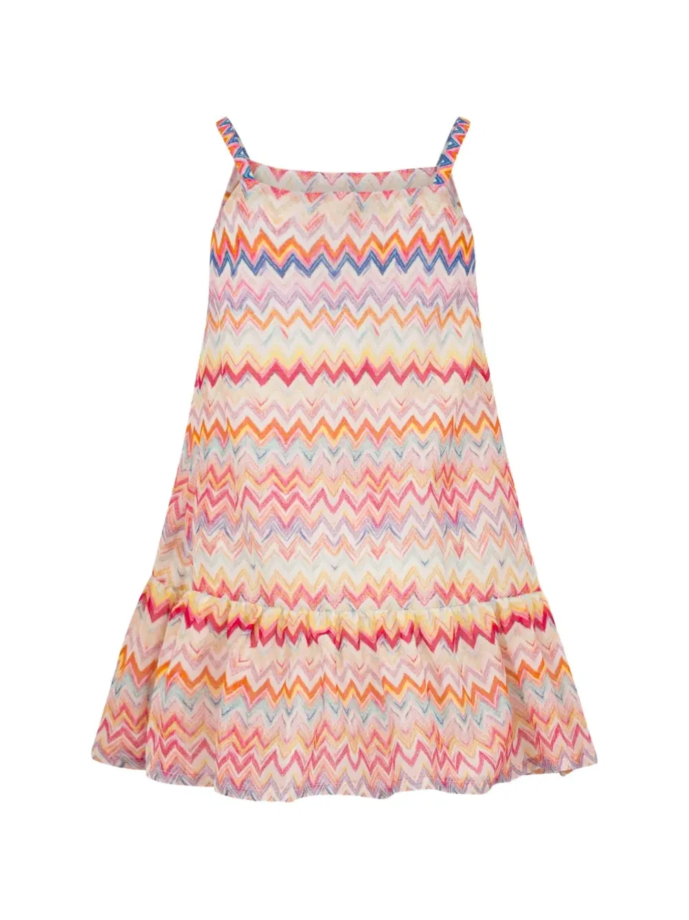Платье с оборками и узором зигзаг Missoni Kids, бежевый — фото 2