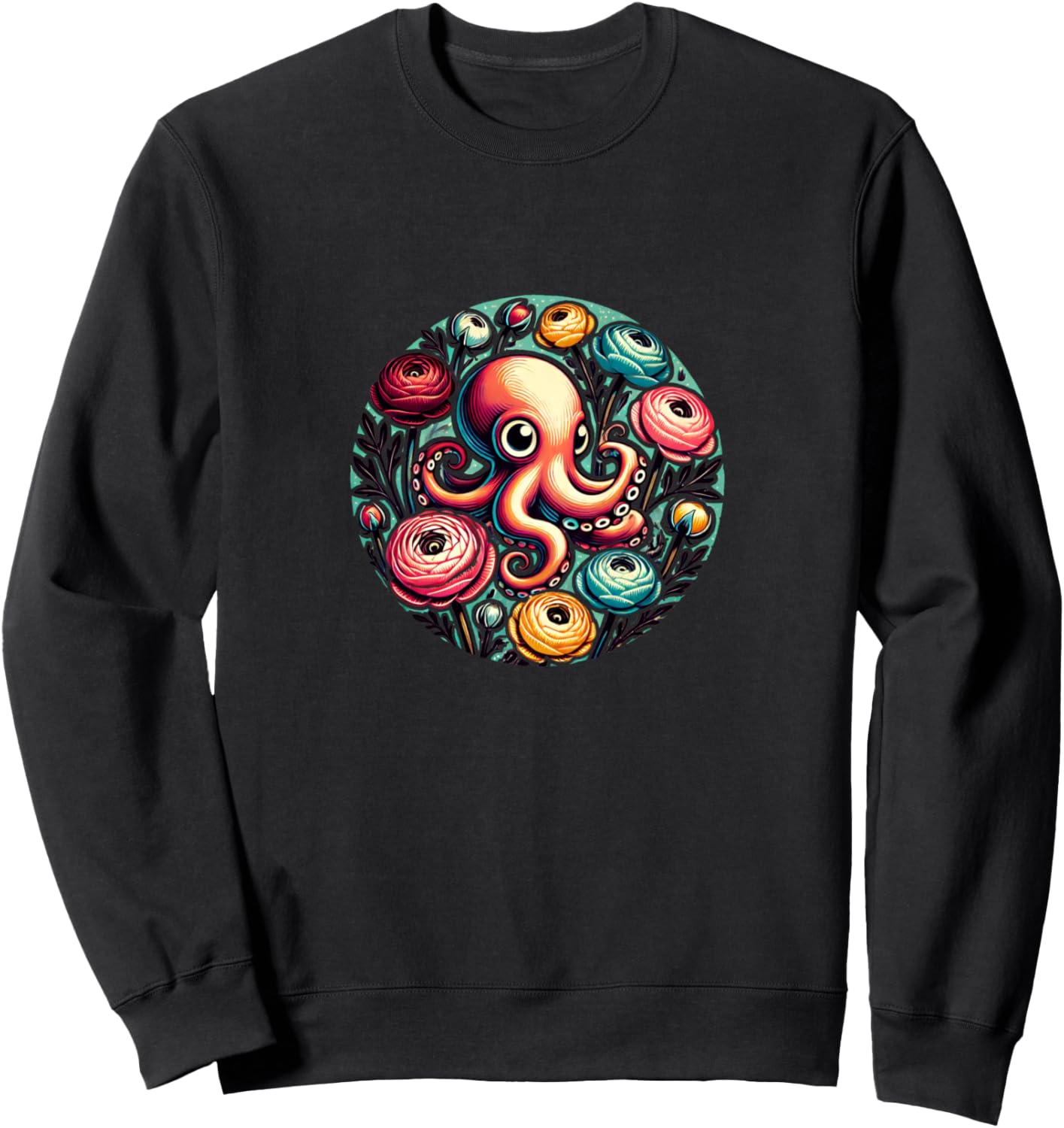 

Толстовка с изображением осьминога и лютика Retro Octopus Lovers Snugg, черный