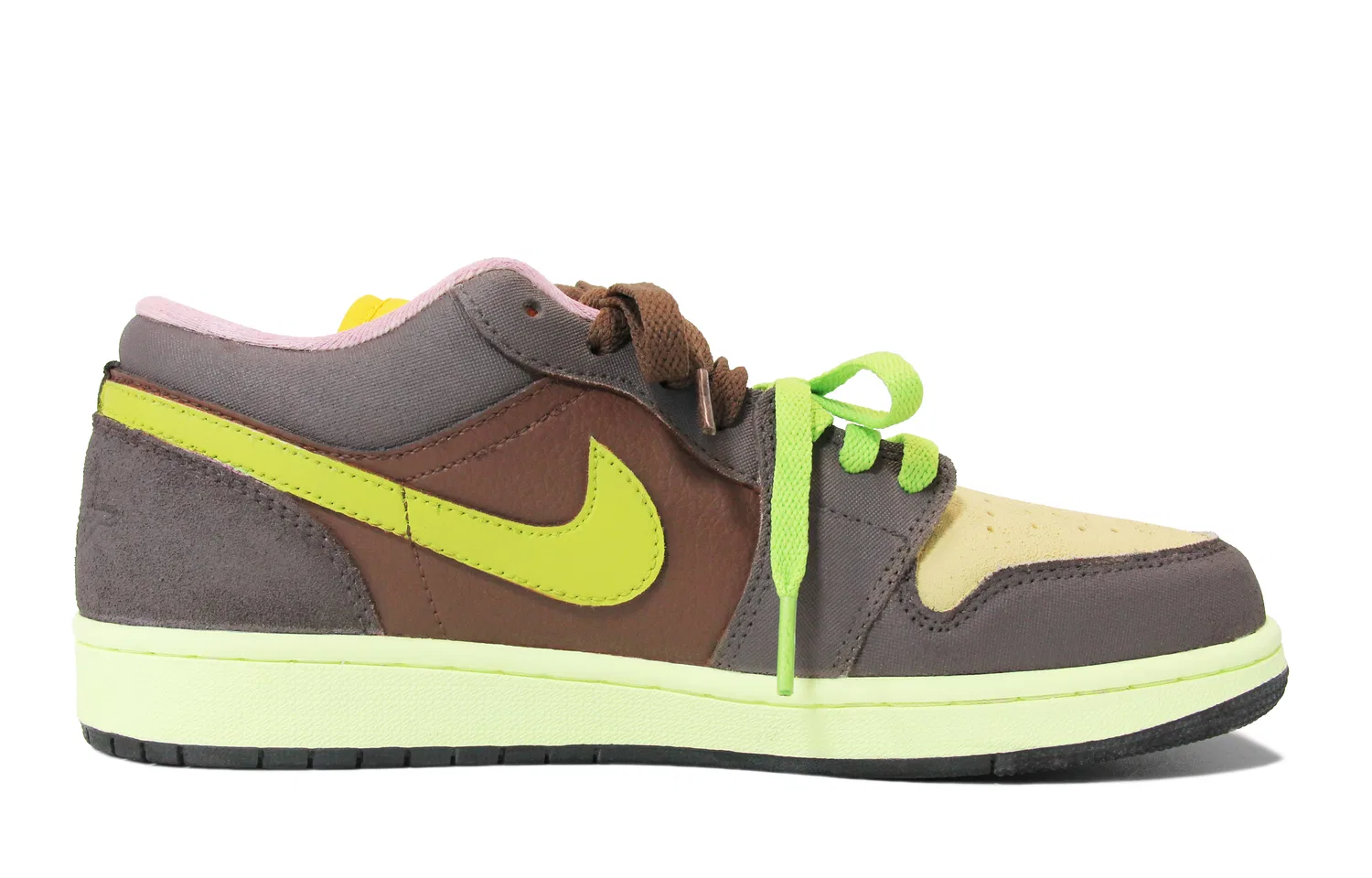 Кроссовки баскетбольные Air 1 Walking Planet Matcha Cocoa Low Jordan коричневые/зеленые/серые — фото 3