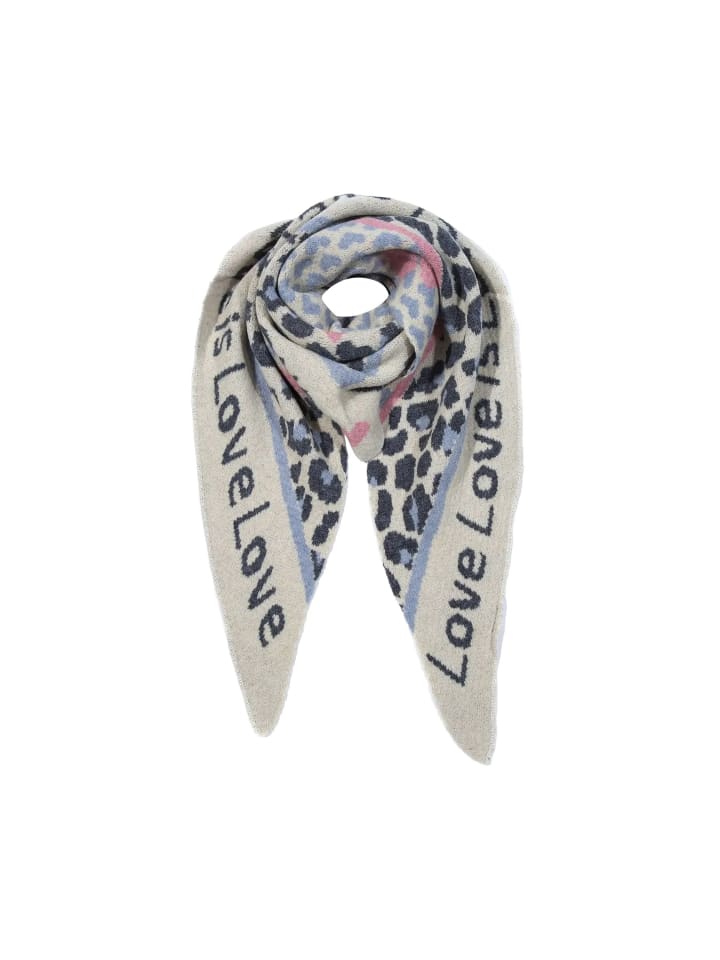 

Шарф Любовный треугольник с изображением животных, эластичная вязка, леопардовый узор, синий цвет Faera