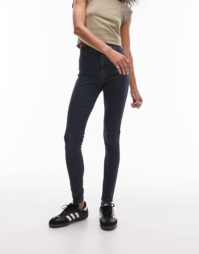 

Сине-черные джинсы с высокой посадкой Topshop Joni