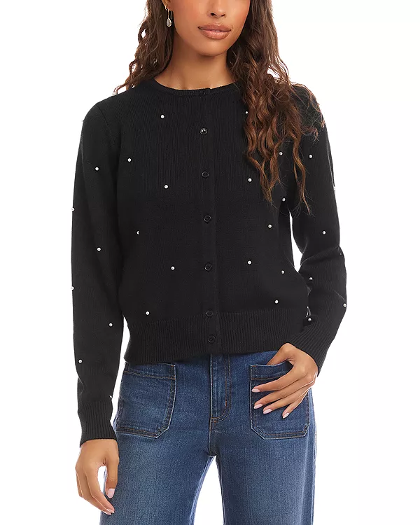 

Кардиган с отделкой из искусственного жемчуга Karen Kane, черный